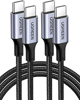 USB C to USB C Cable, 100W 2-Pack USB C Charger Cable for iPhone 17/17 Air/17 Pro/17 Pro Max/16, MacBook Pro, iPad Pro, Dell XPS, Samsung Galaxy S25/S24/S23 Ultra, Switch, Pixel, 1.6FT Black