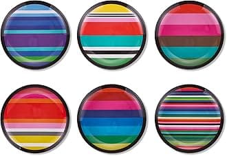 French Bull Melamine Assorted Plates-6 Piece Set -Melamine Dinnerware-Platter, Serving, Party, Platter, Dish (6" Appetizer Plate, Stripes)