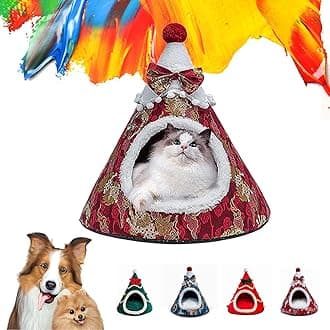 Christmas Tree Cat Bed, Christmas Tree Cat Housem, Christmas Pet Bed,Cat Christmas Bed, Cat Christmas Tree Bed, Christmas Ornament Cat Bed for Indoor Cats (D, Large)