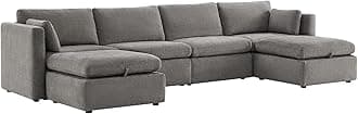 CHITA Oversized Modular Sectional Fabric Sofa Set, Extra Large U Shaped Couch with Reversible Chaise, 146 inch Width, 6 Seat Modular Sofa with Storage Ottamans, Grey