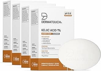 - DERMATOUCH Kojic Acid 1% Soap with Glutathione | For Pigmentation & Sun damage | Soap for Men & Women | Suitable for All Skin Types | 75g (Pack of 4)