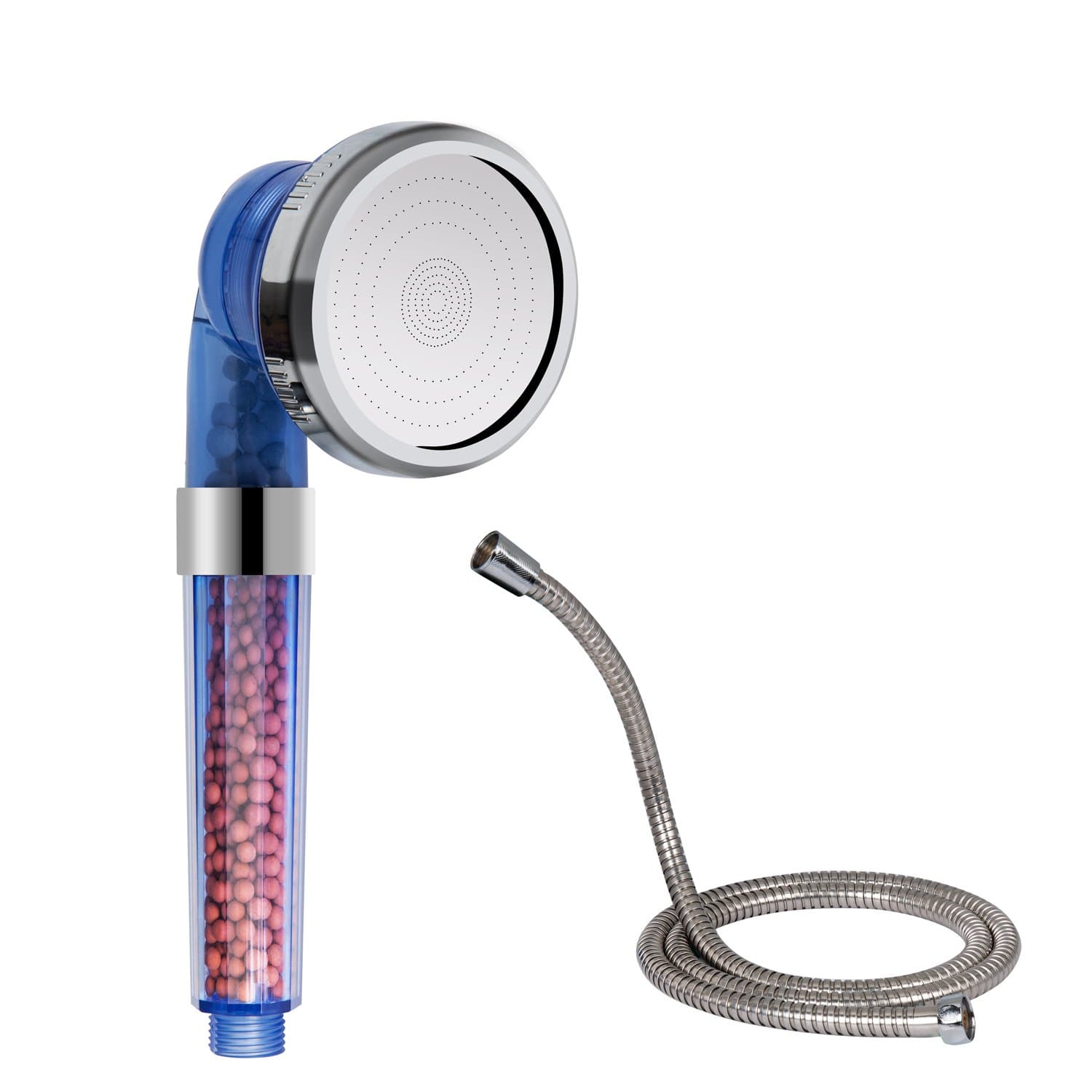 Detachable Ionic Filter Shower Head, Water Saving Stone Stream Handheld Showerhead with 4.9ft Hose Free, Anion Energy Ball Filtration High Pressure Shower Heads Purifies Hard Water for Dry Skin & Hair