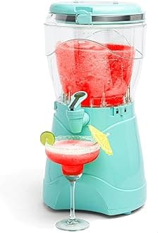 Frozen Drink Maker and Margarita Machine for Home - 128-Ounce Slushy Maker with Stainless Steel Flow Spout - Easy to Clean and Double Insulated - Aqua