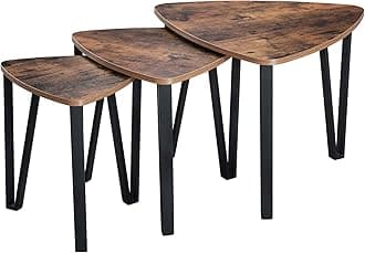 Industrial Nesting Coffee Table, Set Of 3 End Tables For Living Room, Stacking Side Tables, Sturdy And Easy Assembly, Wood Look Accent Furniture With Metal Frame, Rustic Brown, Ulnt13X