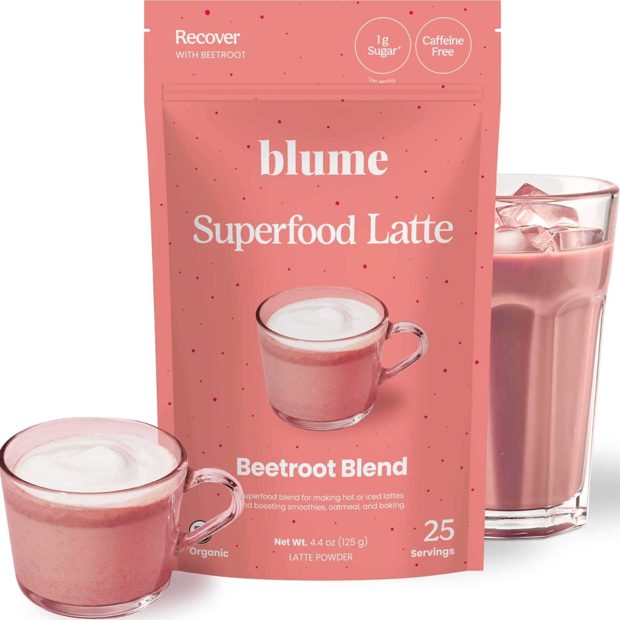 Blume Superfoods Latte - Beetroot Powder, Energy Boosting, Organic Beet Powder, Clove, Cinnamon, Ginger - Vegan, Keto Friendly, Gluten-Free - 25 Servings