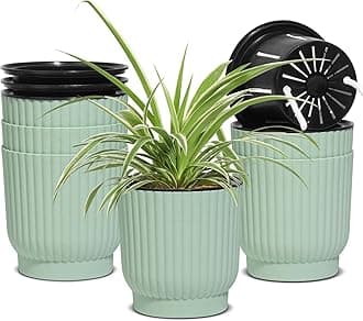 T4U 4.5 Inch Plant Pots Self Watering, 6 Pack African Violet Pots, Small Plant Pots for Plants, Small Indoor Plant Pot, Self Watering Planter for African Violet, Succulents (6 Pack 4.5" Pots, Green)