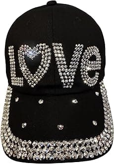 Popfizzy Bedazzled Hat for Women, Rhinestone Denim Hat, Fun Adult Bling Hats, Birthday Gifts for Women, Adjustable, One Size
