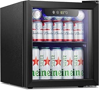 Mini Fridge Fridge 12 Bottles 48 Cans Glass Door for Drinks or Beer Wine Small Drink Dispenser for Home Office Bar Electronic Control