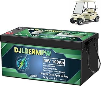 48V 100Ah Lithium Battery Golf Cart,48 Volt Lithium Battery for Golf Cart,5120W Power Built-in BMS, Up to 15000 Deep Cycles, Grade A Cells,Peak Current 500A, Fit Club Car, RV,Solar,Off-Grid