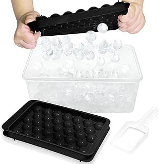 WIBIMEN Ice Cube Tray with Lid and Bin - Round Ice Trays for Freezer with Lid - Ice Cube Trays for Freezer with Ice Container (1"-2PACK Black)