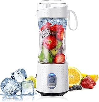 Portable Blender, Rechargeable Personal Blender for Shakes & Smoothies, Small Mini Fruit Juicer Mixer with 4000mAh Battery, 6 3D Blades & 380ML for Camping/Travel/Gym