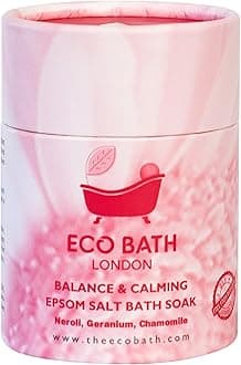 Eco Bath LondonBalance and Calming Epsom Salt Bath Soak - Tube 250g, Magnesium Bath Salt Infused with Neroli, Geranium, and Chamomile, Natural Epsom Salts for Bath