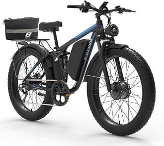 6000W Electric Bike for Adults, 52V 32AH Dual Motor E-Bike, Up to 100Mile & 45MPH All-Terrain Fat Tires Full Suspension 24/26 Inch Electric Bicycles Hydraulic Disc Brake for Road UL2849 by SGS