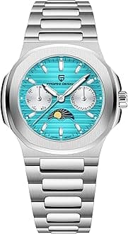 Pagani Design Luxury Women's Quartz Watch Multifunctional Chronograph Moon Phase VX3H Movement Full Stainless Steel Waterproof Luminous Elegant Lady Sport Wristwatch