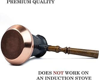 Handmade Armenian Coffee Pot Maker (12 Fl Oz) Copper Jazva Ararat Turkish Arabic Greek Cezve Jezve Ibrik Turka Jazzve Jazve Wooden Handle