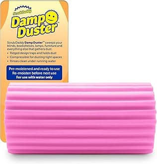 Scrub Daddy Damp Duster, Magical Dust Cleaning Sponge, Dusters for Cleaning, Venetian & Wooden Blinds Cleaner, Vents, Radiator, Skirting Boards, Mirrors, Dust Brush Tools, Home Gadgets, Light Pink