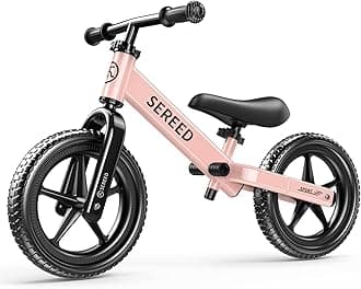 SEREED Toddler Balance Bike 2 Year Old, No Pedal Kids Toy Bike for 2-5 Years Old, Tool-Free Adjustment, Gift for 2-3 Girls, Customize Plate with 3pcs Stickers (Pink)
