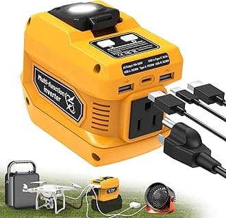220 W Inverter for Dewalt 20 V Battery Inverter DC 20 V to AC 110 V Portable Power Station Generator with 1 AC Socket, 2 USB Ports and 1 Quick Charge