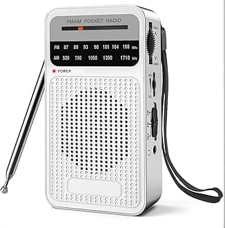 Portable Radio AM FM with Long Range Reception, Goodes Transistor Radio with Loud Speaker, Headphone Jack, 2AA Battery Operated for Indoor, Outdoor and Emergency Use - Silver