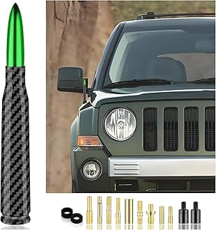 Car Bullet Antenna with 13 Car Antenna Replacement Accessories,Truck Antenna Decoration Compatible with Chevrolet Dodge Toyota GMC Jeep Ford (Green)