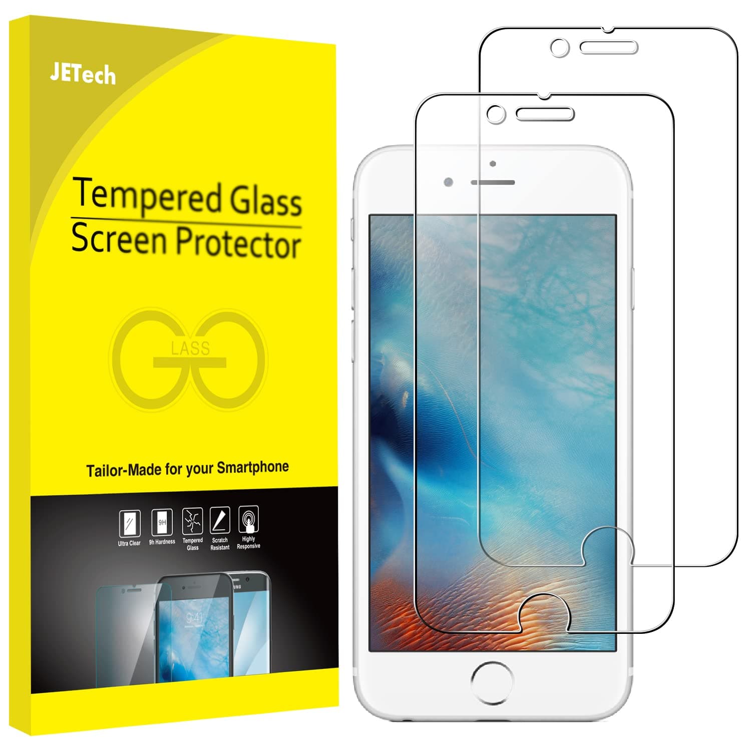 JETech Screen Protector for iPhone 6 Plus and iPhone 6s Plus, 5.5-Inch, Tempered Glass Film, 2-Pack