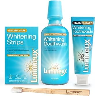 Teeth Whitening Kit - 14 Strips, 7 Treatments, Mouthwash, Toothpaste & Bamboo Toothbrush - Certified Non-Toxic, Fluoride Free