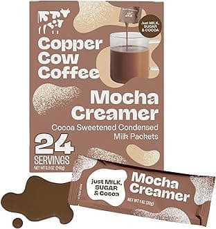 Sweetened Mocha Milk Creamers – Single-Serve and All-Natural Pre-Filled Packets – (24 Pack)