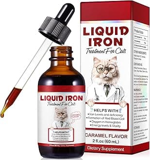 Iron Supplements for Cats, 60ML Liquid Iron with Folate and B12 Supports Anemia, Low Enery Levels and Lethargy, Promotes Red Blood Cell Formation and Blood Health