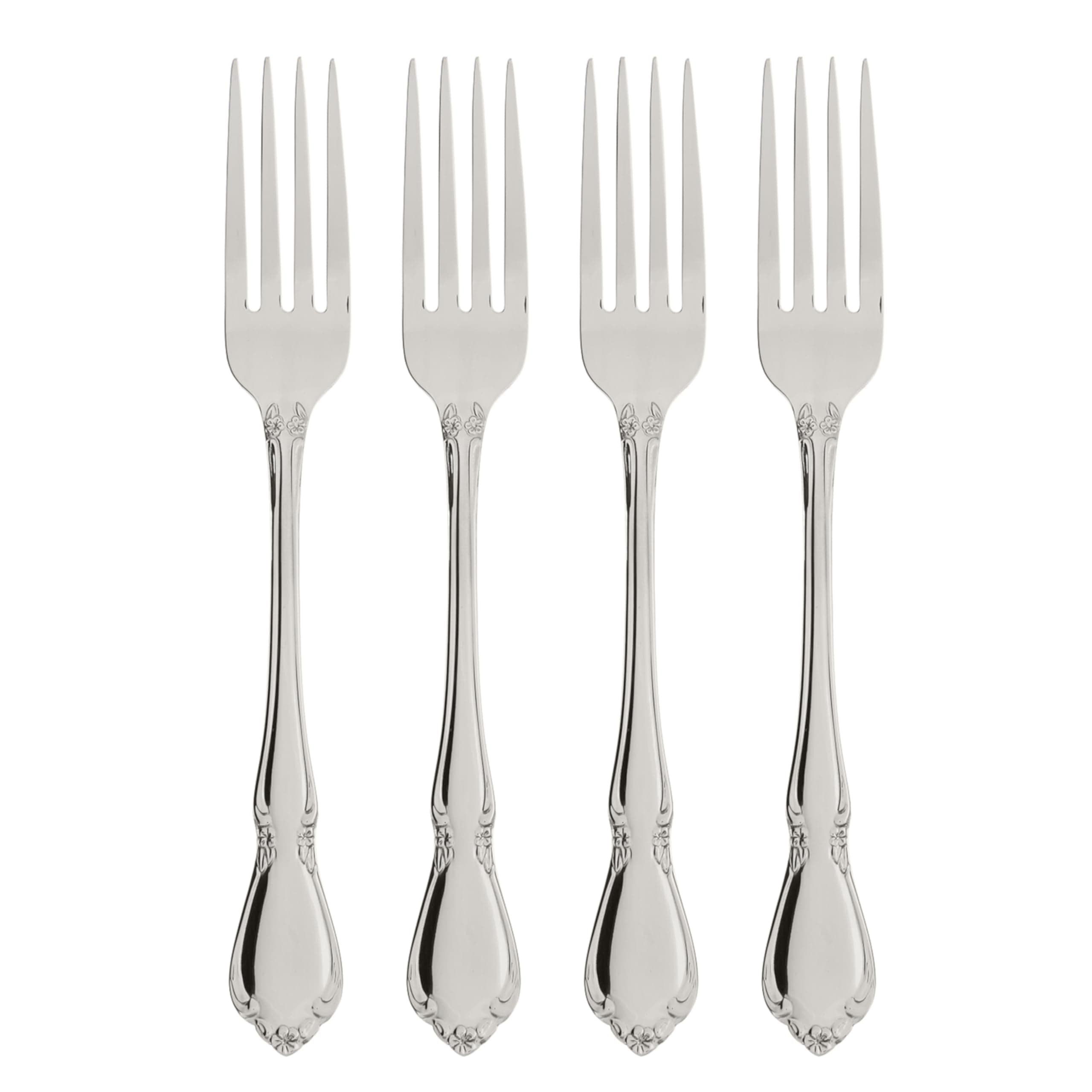 Silverware Set, Chateau Fine Flatware Dinner Forks Set, Service For 4, 18/10 Stainless Steel Forks, Rust Resistant, Dishwasher Safe, Long Fork, Home & Kitchen Eating Utensils (Silver, 4 Piece)