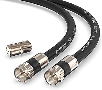 G-PLUG 2FT RG6 Coaxial Cable Connectors Set - High-Speed Internet, Broadband and Digital TV Aerial, Satellite Sky Cable Extension- Weather-Sealed Double Rubber O-Ring and Compression Connectors Black