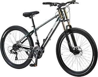 Super Dominator 27.5 Inch Stunt MTB | 21 SPD Shimano Gearset | Double Crown Suspension | 160MM Disk Brakes | Dual Tone Paintjob with Crystals | Stunt Cycle (British Racing Green)