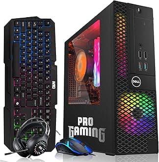 Dell OptiPlex Desktop PC – Intel Core i7, 32GB ARGB RAM, 512GB SSD, GT 1030 Graphics, RGB Keyboard with AI Copilot Key, Mouse & RGB Headphones, Windows 11 Home (Renewed)