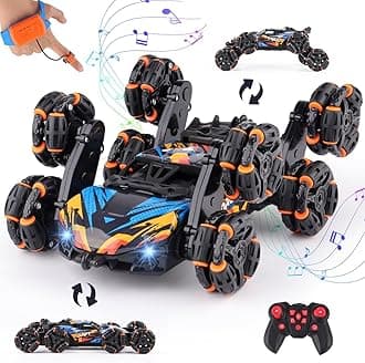 Gesture Sensing remote control car RC Stunt Car 8 Wheels with Lights for Kids 6-12 Year Old 4WD 2.4GHz Hand Controlled Remote Control Car 360° Rotation Off-Road Car Toy (8 wheels-blue)