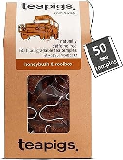 Teapigs Honeybush & Rooibos Tea - Naturally Caffeine-Free South African Herbal Tea - Whole Leaf Red Bush & Honeybush Blend - 50 Biodegradable Tea Temples (1 Pack)