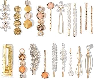 Mehayi 20 PCS Pearl Hair Clips Set Fashion Korean Acrylic Resin Hair Barrettes, Bobby Pins Hairpins for Women and Ladies Girls Headwear Styling Tools, Hair Accessories for Decorative Party Wedding