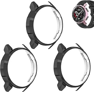 FitTurn Compatible with Huawei honor watch GS pro case,Soft Fashion Plated Metal Color Frame Shock Resistant Proof Cover Protective Protector Shell Bumper Accessory TPU silicone Case (Tricolor-D)