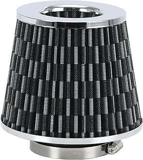 PTNHZ Universal Carbon Fiber 3" 76mm High Flow Cold Air Intake Cone Air Filter Power Intake Air Inlet System Air Cleaner