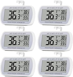 6 Pack Refrigerator Thermometer Digital Fridge Freeze Room Thermometer