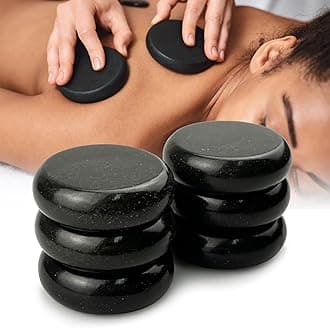 Massage Stones 6 Pieces - Small Round Hot Stones Massage Set Hot Rocks Kit for Neck Face Arm and Leg 2.36"