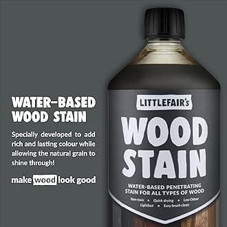 Littlefair's Water Based Wood Stain - (Dark Walnut) - Non-Toxic, Environmentally Friendly and Quick Drying - Easy to Apply Concentrated Formula for All Wood Types - 500 ml