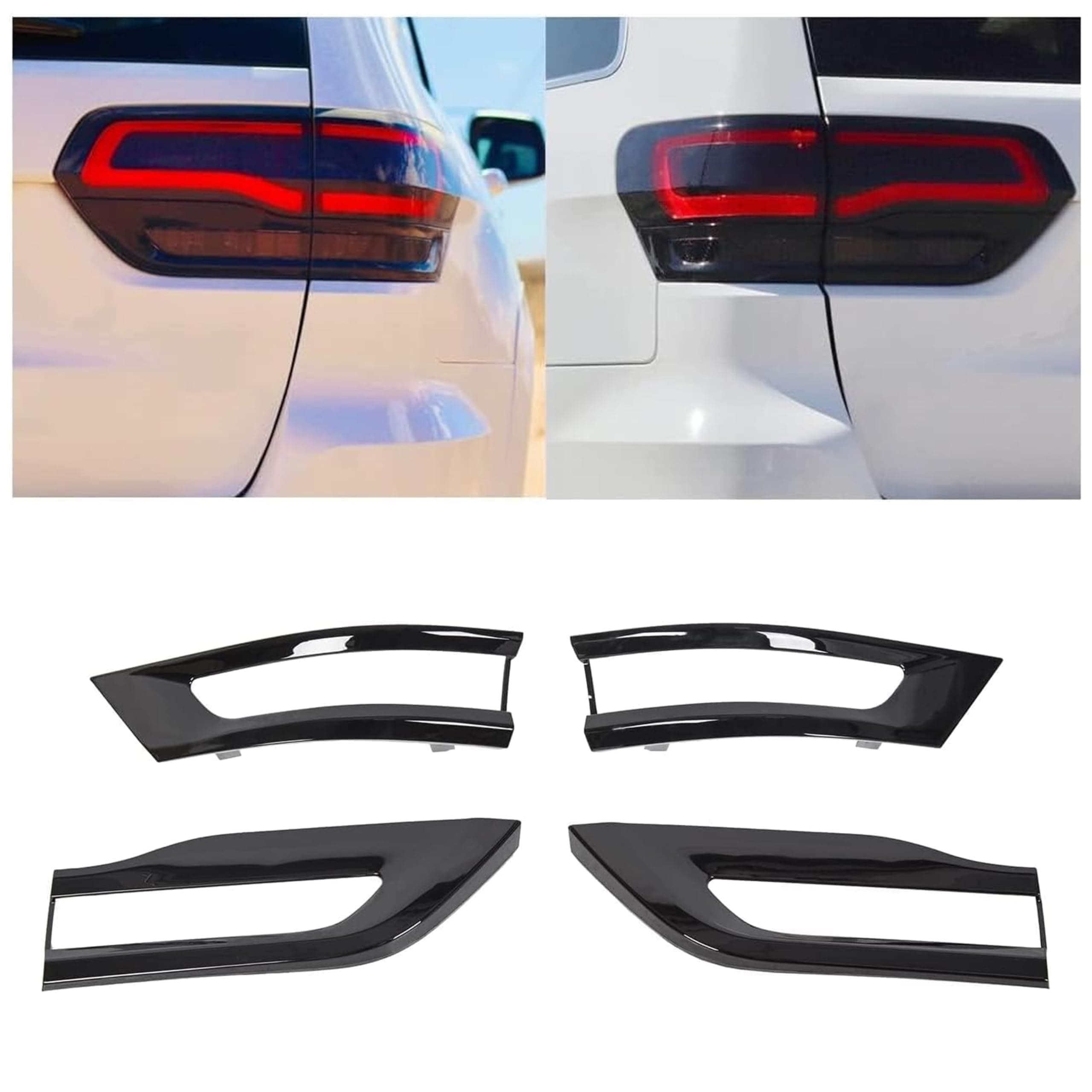 ECOTRIC Tail Light Trim Bezel Cover Compatible with 2014-2021 Jeep Grand Cherokee Replacement for 68220970AA 68220968AA 68219812AA 68219813AA Glossy Black Tail Lamp Trim Cover