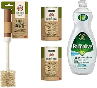 PalmoliveFragrance-Free Dish Soap with Scotch-Brite Bottle & Straw Brush Set