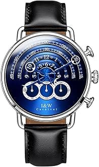 Carnival Unique Men’s Chronograph Watch | Leather Strap | 41MM Stainless Steel | Sapphire Glass | Japanese Quartz | 30M Water Resistant | Dress Casual Business Gold Wrist Watch for Men