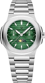 HaiQinPagani Design Luxury Women's Quartz Watch Multifunctional Chronograph Moon Phase VX3H Movement Full Stainless Steel Waterproof Luminous Elegant Lady Sport Wristwatch