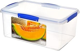 Sistema KLIP IT Food Storage Container | 9.6 L | Stackable & Airtight Fridge/Freezer Food Box with Lid | BPA-Free Plastic | Blue Clips | 1 Count