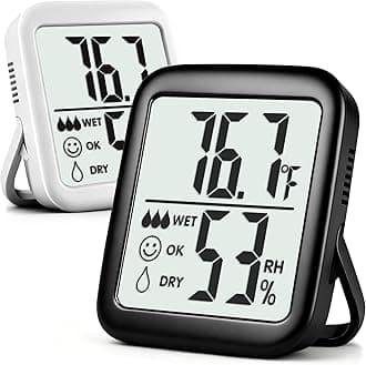 Antonki 2 Pack Room Thermometer for Home, Hygrometer Indoor Humidity Meter Gauge, Digital Temperature and Humidity Monitor Sensor for House, Terrarium, Incubator, Greenhouse - Battery Included