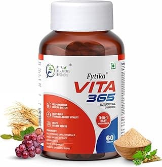 Fytika Vita 365-60 Tablets (Pack of 1) | Multivitamin For Men and Women | With Ashwagandha, Ginseng, Probiotics & Prebiotics and Biotin| Enhances Energy, Immunity and Digestion