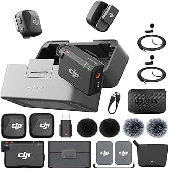 Mic Mini (2 TX + 1 RX + Charging Case) Wireless Lavalier Microphone, Ultralight, Noise Cancelling, Up to 48-Hour Battery Life Bundle with 2 x Deco Gear Lapel Microphone and 5" EVA Case