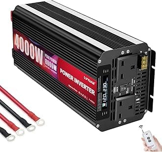Yinleader POWER INVERTER 4000W /8000W DC TO AC 12V TO 240V 2 UK OUTLETS & USB WITH SOFT START, VOLTAGE DISPLAY CAR CARAVAN CAMPING BOAT