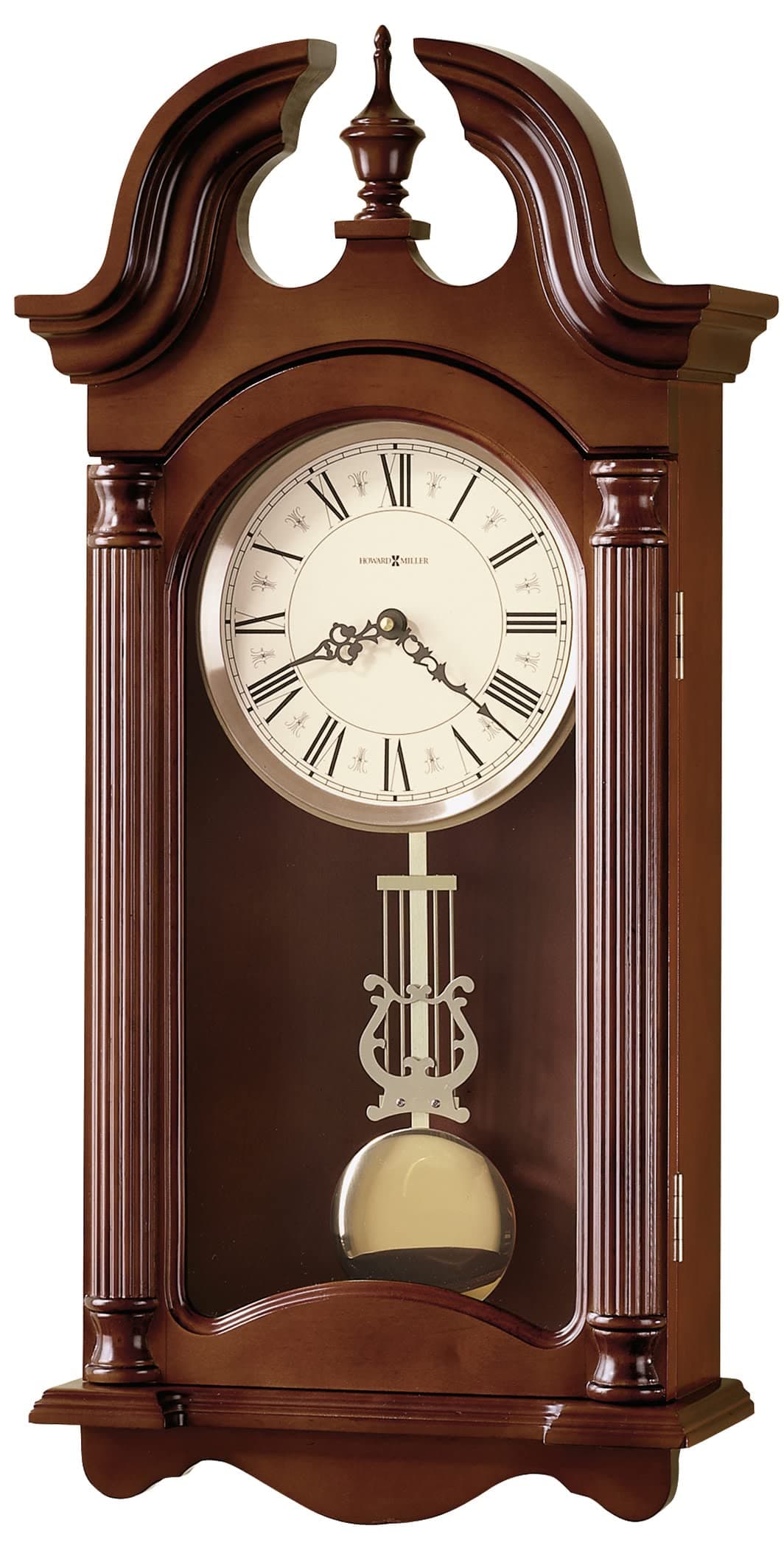 Howard Miller Everett Pendulum Wall Clock – Elegant Decorative Analog Clock Featuring Dual Chime Automatic Volume Control & Nighttime Shut-Off, Perfect for Enhancing Room Decor Offices & Home